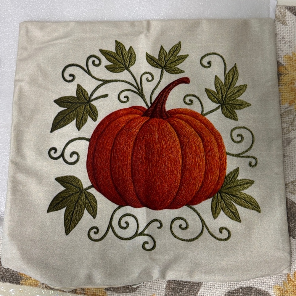 Autumn Pumpkin Faux Suede Pillowcase: Pumpkin Pillow - Picture 8 of 9